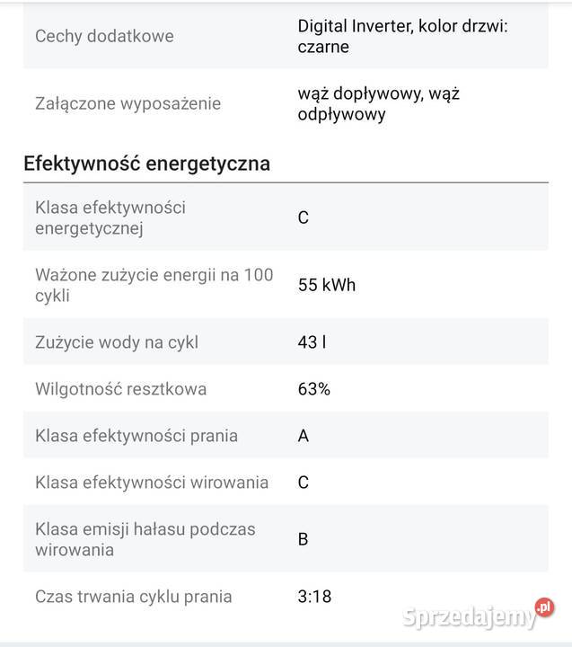 Półroczna pralka Samsung Slim na gwarancji Klucze