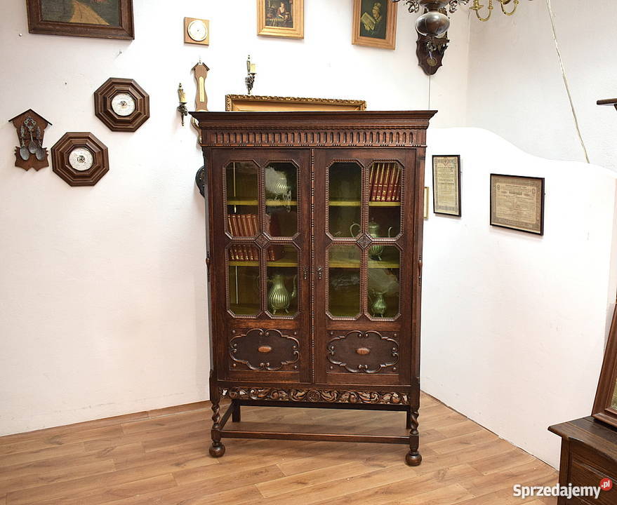 STARA DĘBOWA BIBLIOTEKA REGAŁ PÓŁKA BIBLIOTECZKA Antyki, Sztuka, Kolekcje