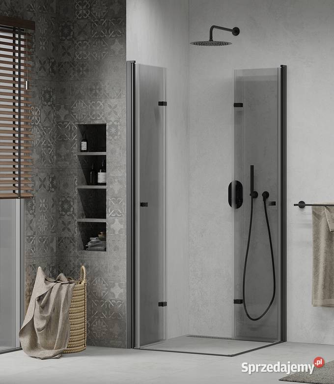 KABINA PRYSZNICOWA CZARNA składana 80x80 90x90