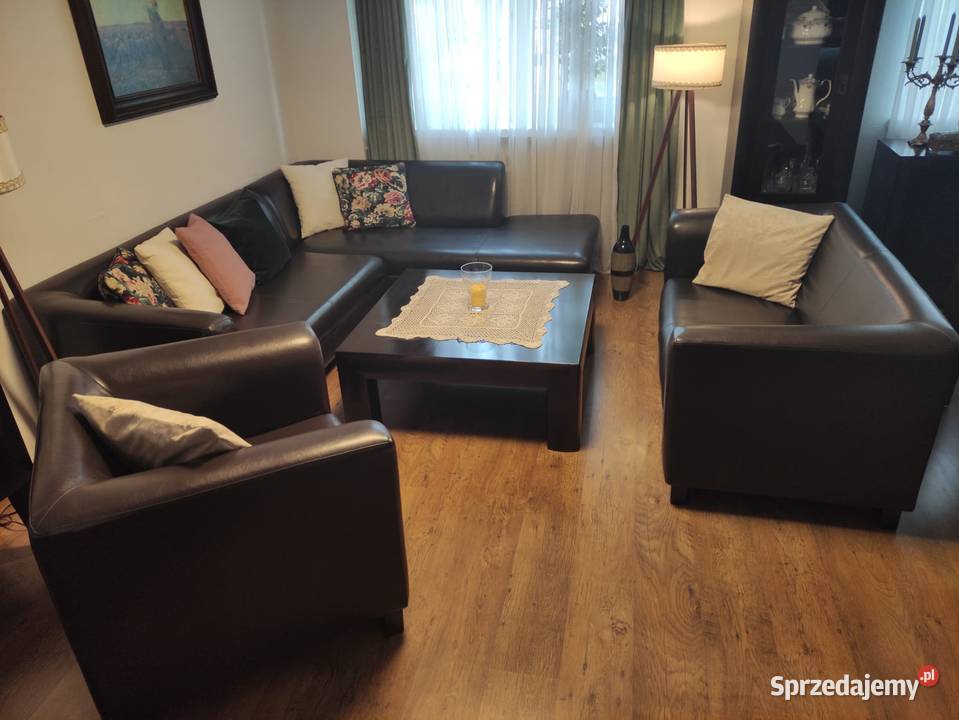 Zestaw komplet wypoczynkowy ECO skóra stan