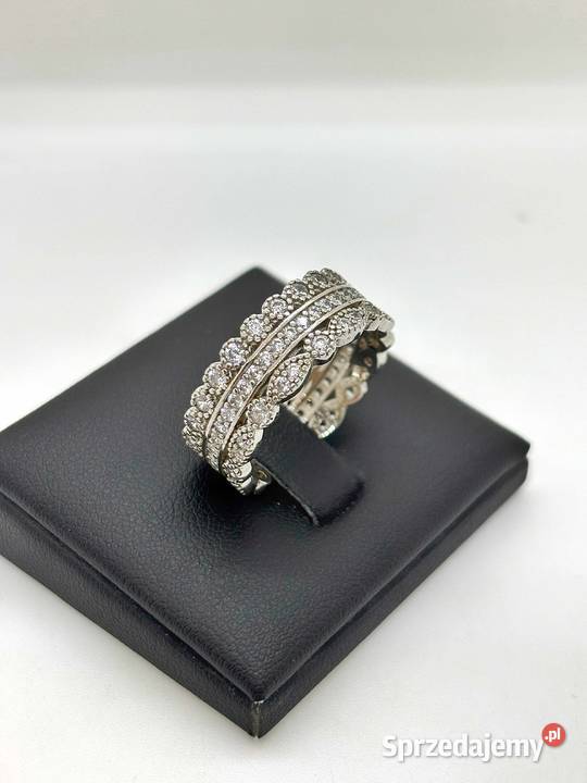 Nowy Srebrny Rodowany Pierścionek 665g Rozmiar