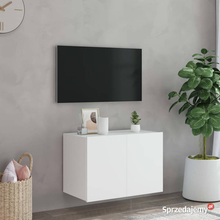 Ścienna szafka TV z LED biała 60x35x41 WM837302 Warszawa