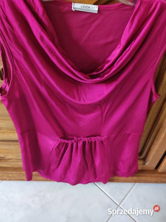 unikatowa bluzka fuksja lejąca ozdobny dekolt świętokrzyskie Kielce