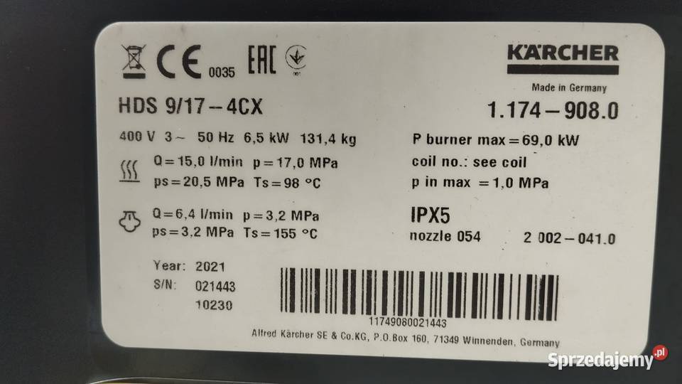Super Stan Myjka Karcher HDS 9174 C 2021 Radom