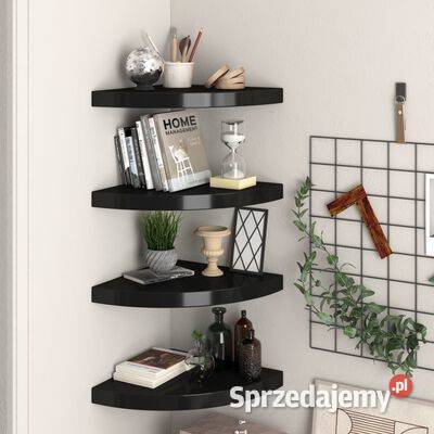 vidaXL Narożne półki ścienne 4 czarne 35x35x38