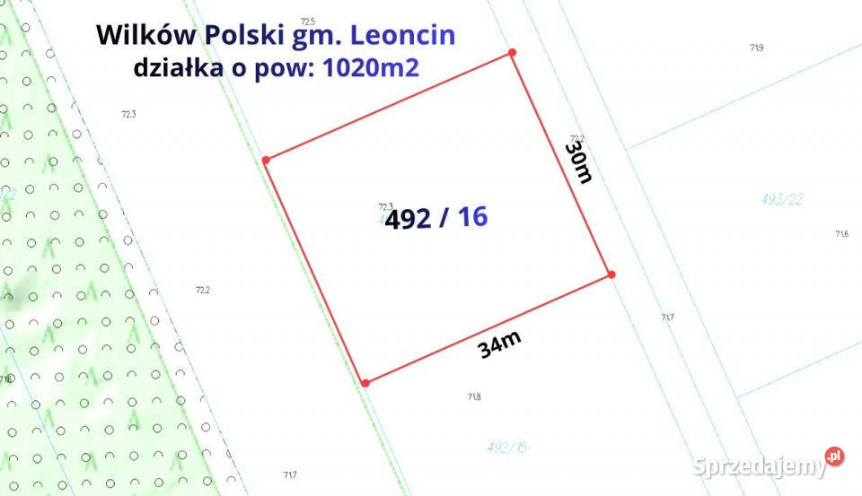 Działka budowlana 1020m2 Wilków Polski 1020m2
