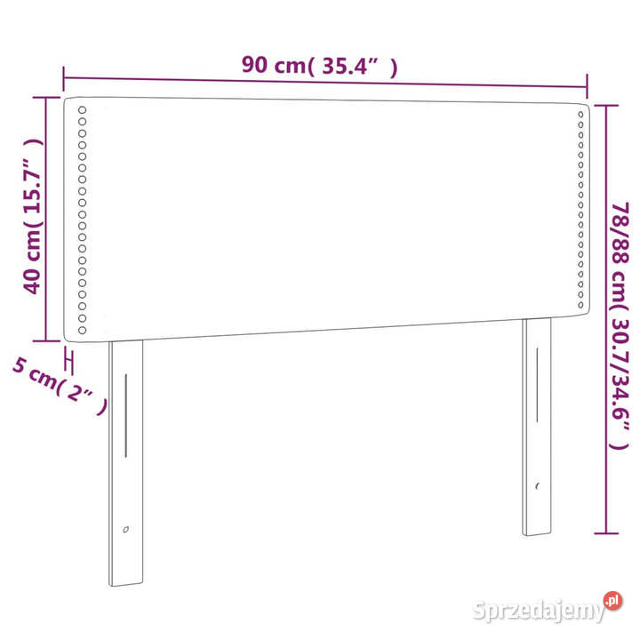Zagłówek do łóżka z LED ciemnoszary 90x5x7888 Warszawa