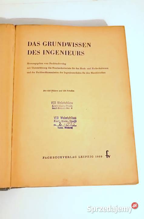 Stara niemiecka książka techniczna Das Leszno sprzedam
