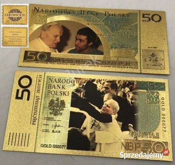 Złoty Banknot Jan Paweł II Ali Agca 13 maj 1981 Sosnowiec sprzedam