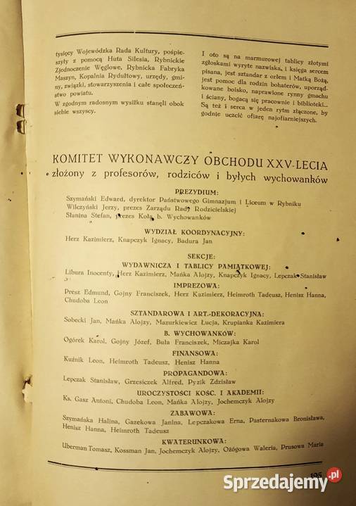 Stara Księga Pamiątkowa Gimnazjum i Liceum w Gliwice