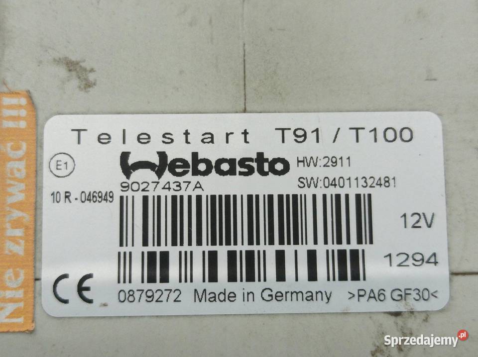 MODUŁ WEBASTO OGRZEWANIA 9027437A 10R046949 Opel