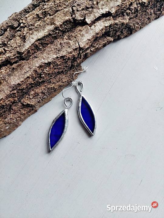 kolczyki geometria kobalt witraż Piekary Śląskie