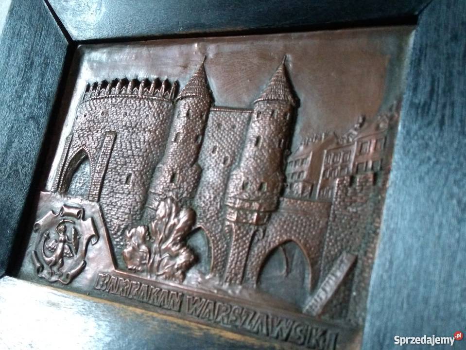 Stary MIEDZIANY OBRAZ płaskorzeźba z blachy Warszawa