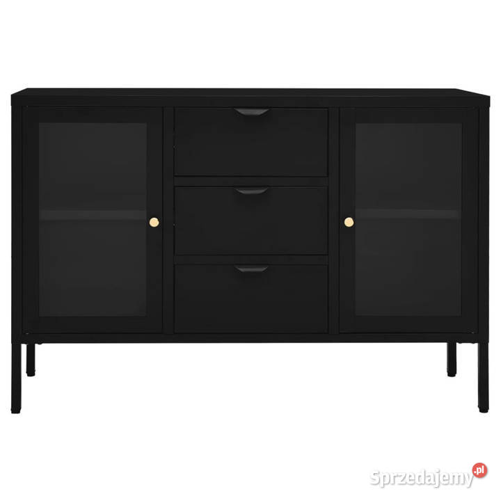 Komoda czarna 105x35x70 stal i szkło hartowane Warszawa