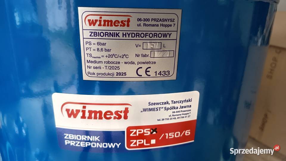 Wimest 150l zbiornik hydroforowy przeponowy podkarpackie