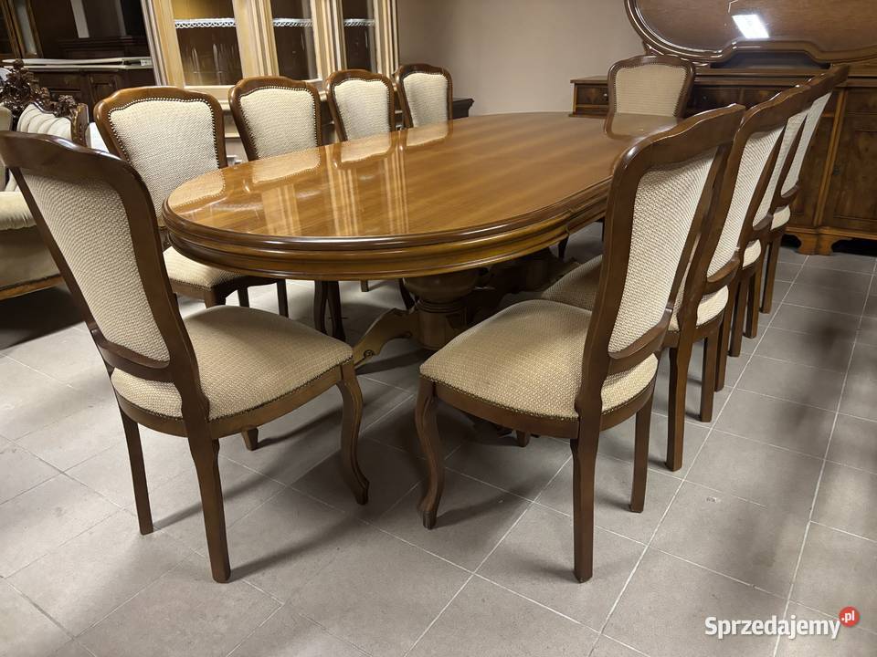 Włoski Stylowy Zestaw Stół 10 Krzeseł Meble