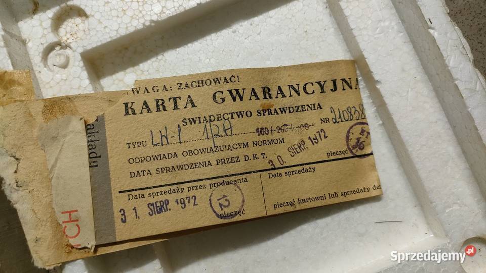 Watomierz LW1 z 1972 roku karta gwarancyjna Szczecin