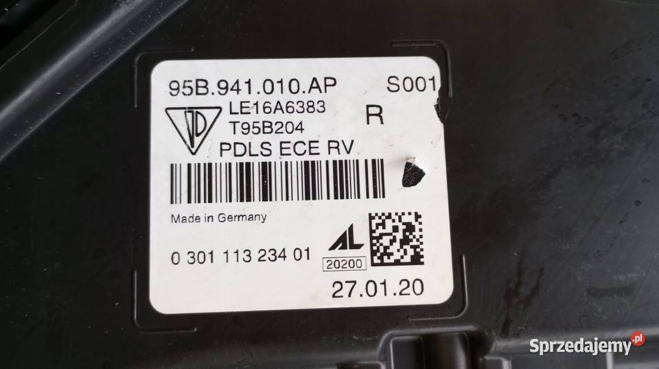95B941010AP LAMPA PRAWY PRZÓD EU PORSCHE MACAN Lampy przednie Nowy Tomyśl