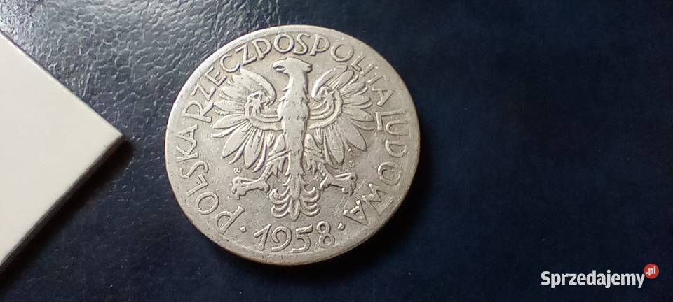 Stare monety 5 złotych 1958 Rybak cienka ręka Numizmatyka