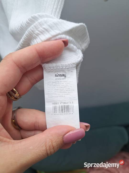 Biała bluzka Sinsay prążkowana rozmiar S Topy i koszulki Trąbki Wielkie sprzedam