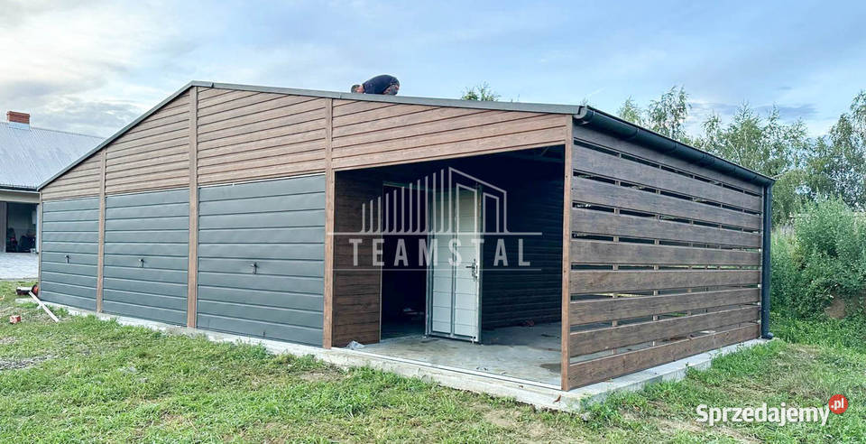 GARAŻ BLASZANY 9m x 5m Wiata 3m 2x drzwi 3 Bramy blacha Nieruchomości sprzedam