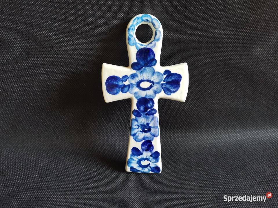 Stary Krzyż w kwiaty fajans Włocławek design PRL Katowice