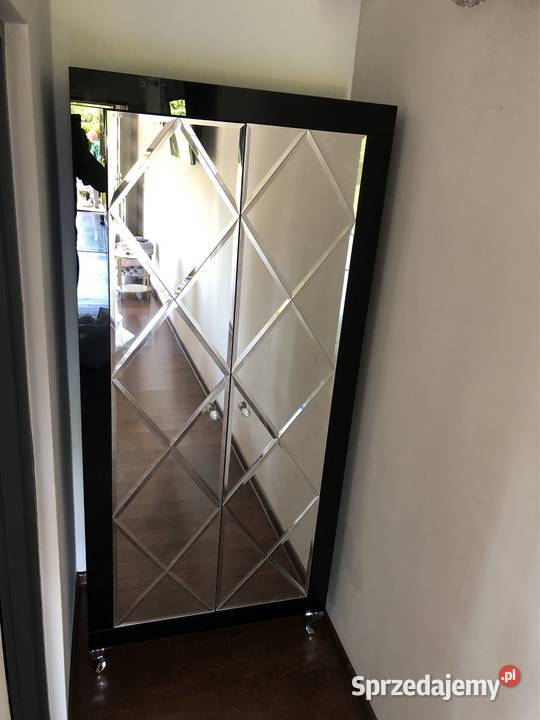 Szafa czarna z lustrem glamour Szafy, regały, półki