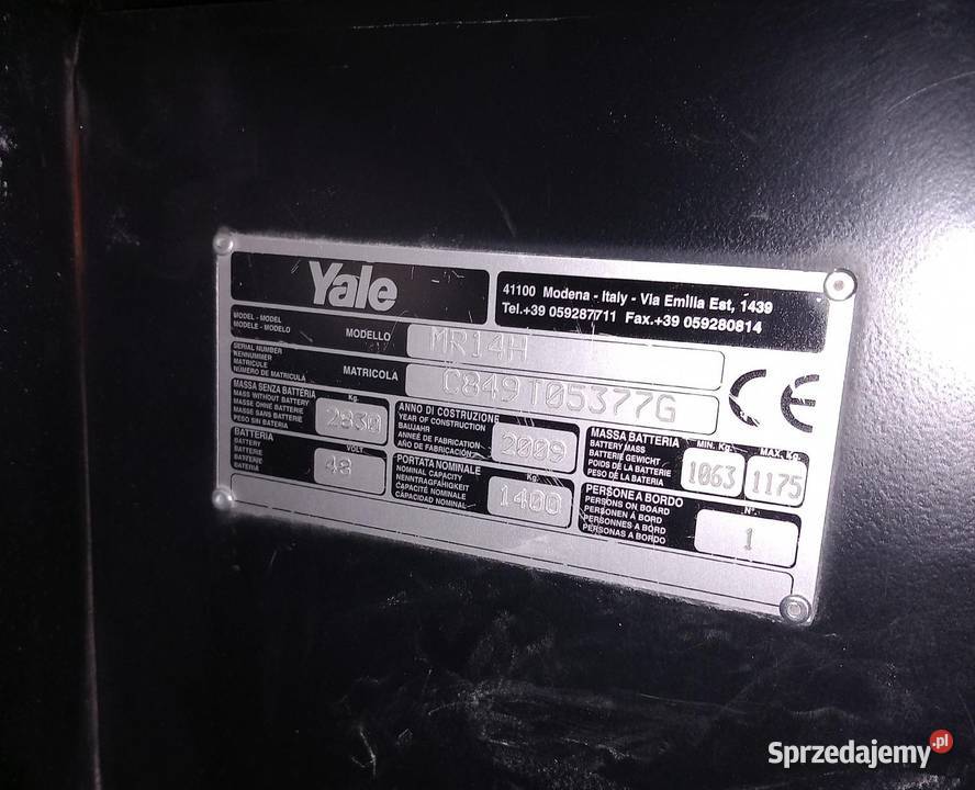 Wózek widłowy Yale MR14H 14T Gliwice