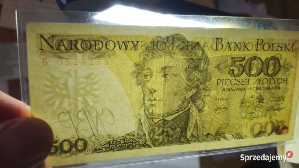 RZADKOŚĆ 500 złotych 1974 s B UNC błąd druku mazowieckie Warszawa