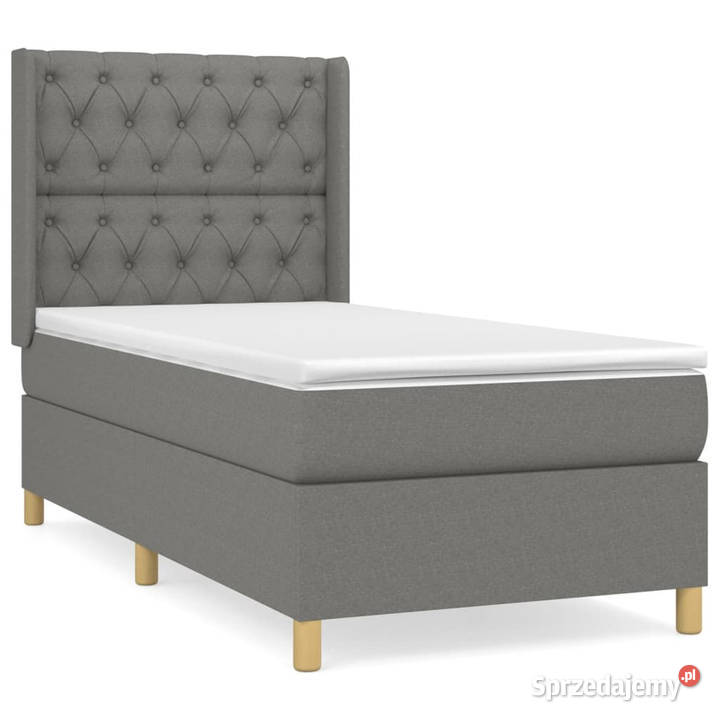 Łóżko kontynentalne z materacem ciemnoszara 128cm Łóżka