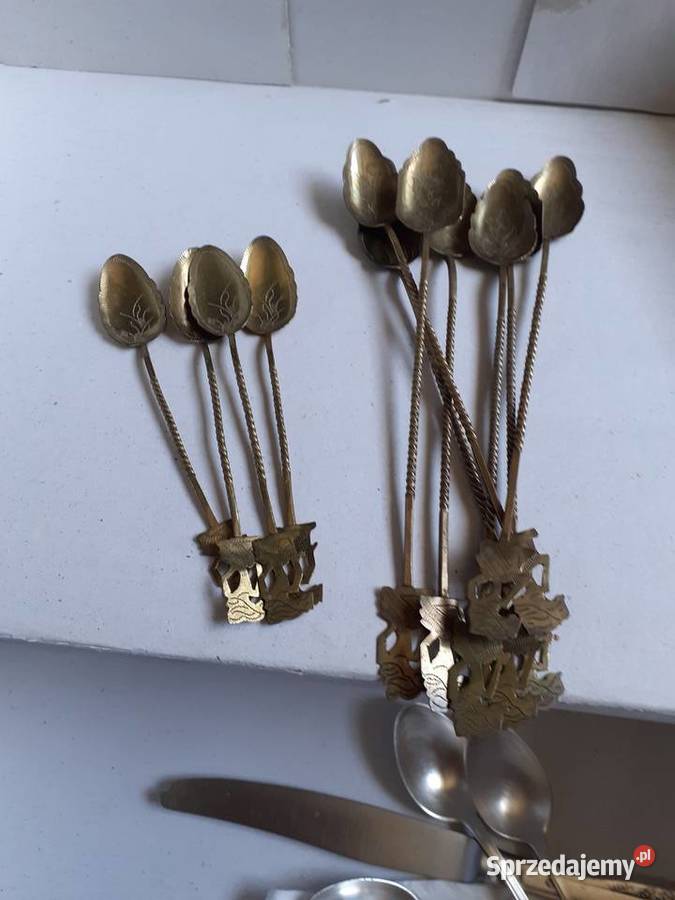 Łyżeczki deserowe staruszki mosiądz Warszawa