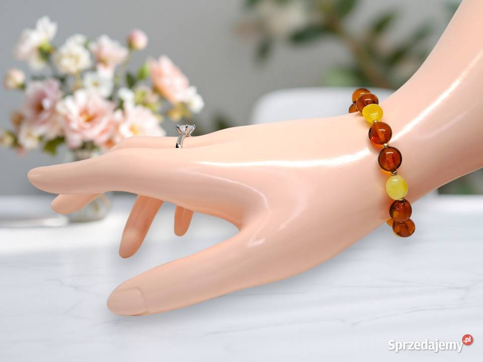 Bransoletka BURSZTYN bałtycki fasolka cytryna Warszawa