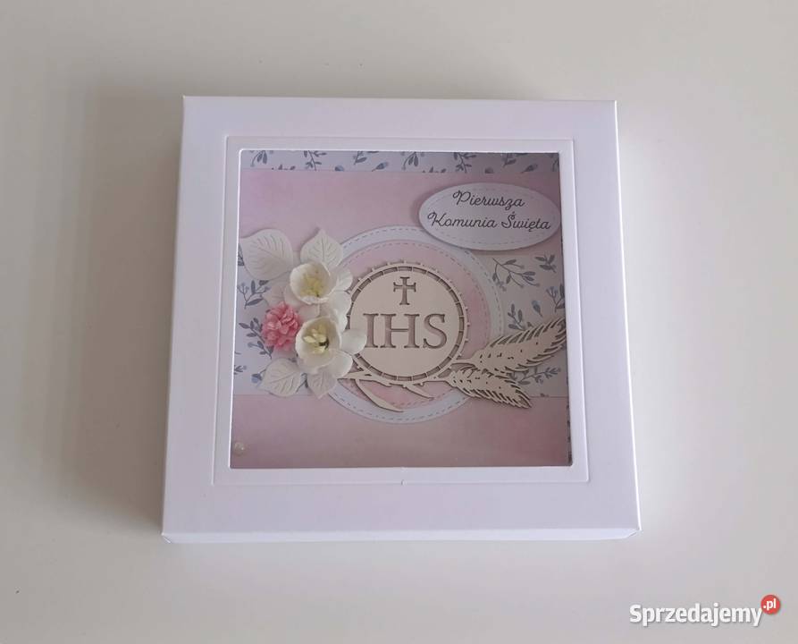 Kartka w pudełku Komunia Święta handmade Łódź
