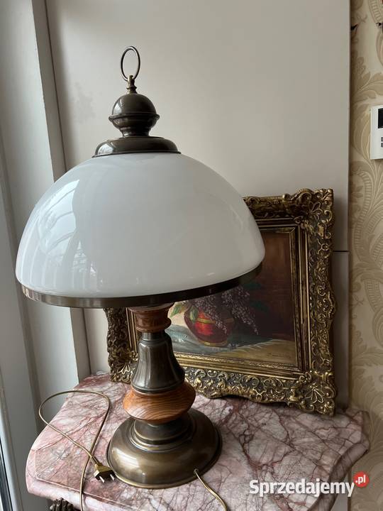 efektowna wielka lampa z mosiądzu porcelana Oświetlenie dolnośląskie Bystrzyca Kłodzka