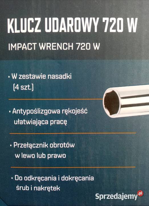 Klucz udarowy 720W z nasadkamiwalizka Nowy Klucze do kół Wieliczka