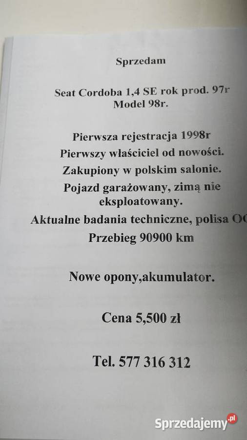 Seat Cordoba 1 właścicielakrajowy