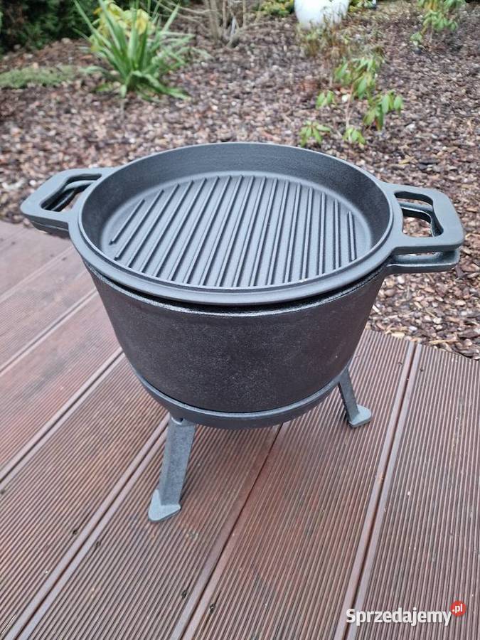 Kociolek żeliwny 10 litrów 3W1 Grillowanie