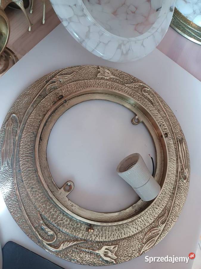 Plafon Lampa mosiądz szkło Poznań