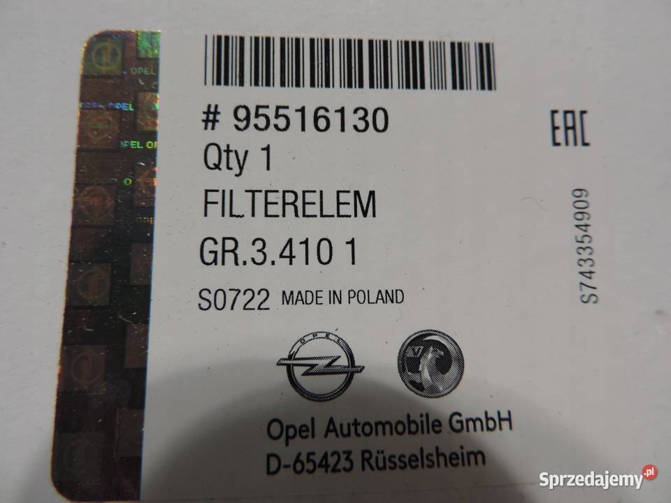 Filtr powietrza opel Corsa D nowy 95516130