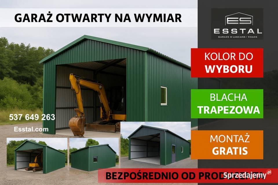 OTWARTY WYSOKI Garaż Grafit Wiata Hala Garaż podkarpackie Kolbuszowa