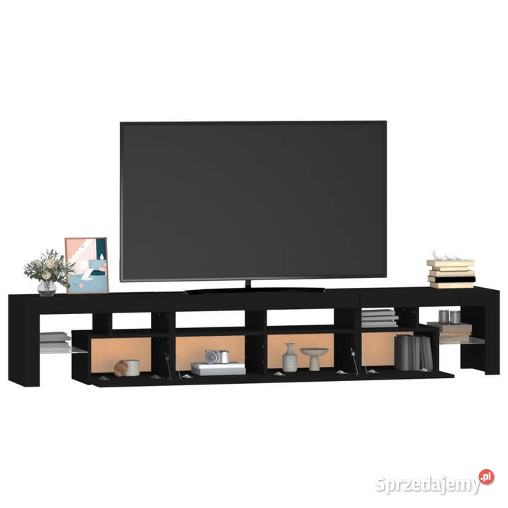 Szafka pod TV z oświetleniem LED czarna Warszawa