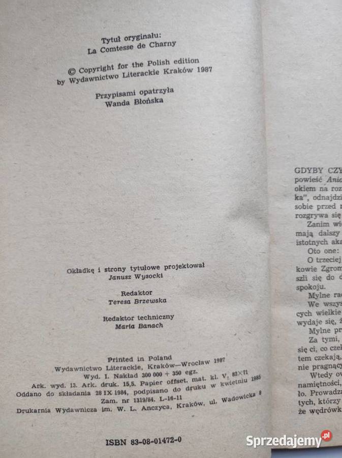 Hrabina de Charny Aleksandre Dumas powieść świętokrzyskie Kielce