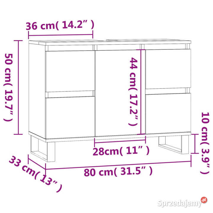 Szafka łazienkowa czarna 80x33x60 materiał Łazienkowe Warszawa