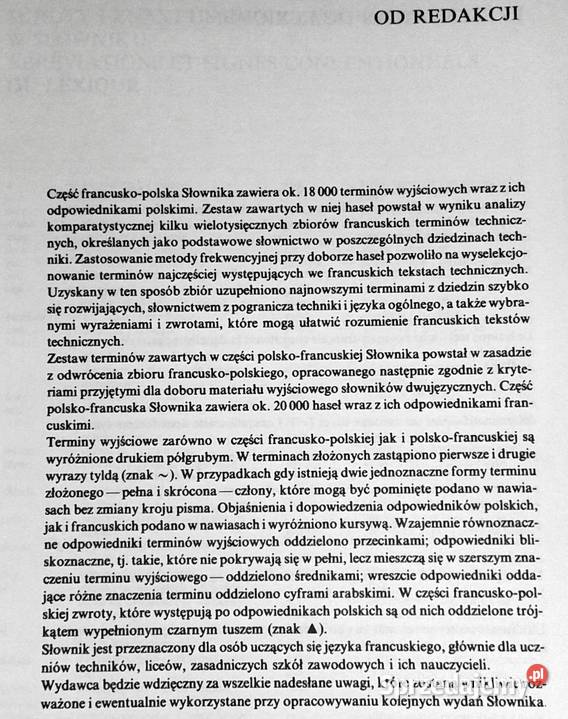Mały słownik techniczny francuskopolski lubelskie Chełm sprzedam