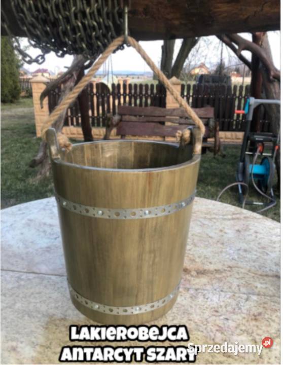 Wiaderko drewniane ozdobne do studni wiadro cudo drewno Kraków