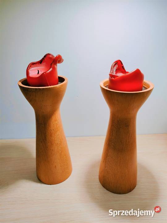 Świeczniki drewno twarde komplet