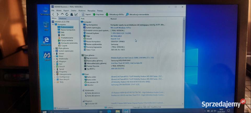 Samsung R540 i3 2x22700 4GB 320GB WIN10 kujawsko-pomorskie Włocławek