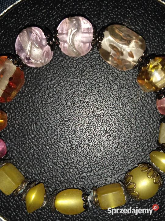 BRANSOLETKA Z CYTRYNIANÓW I SZKLANYCH ZDOBIONYCH wielkopolskie Piła