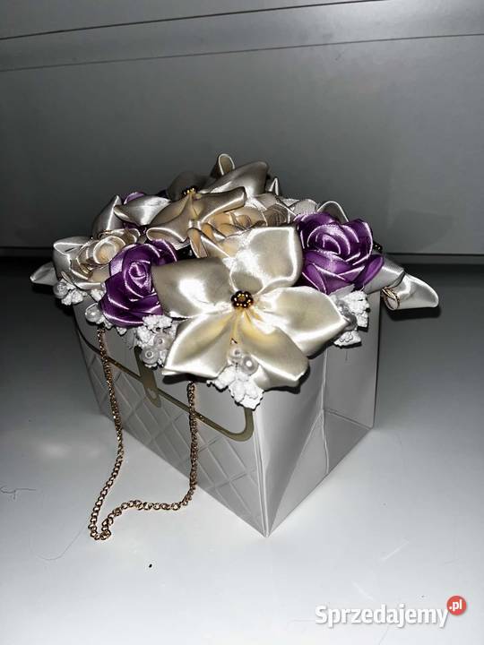 Flower box torebka bukiet wieczne róze plumeria Zamość