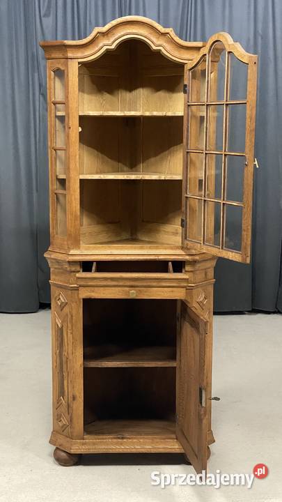 Klasyczna narożna witryna dębowa w rustykalnym sprzedam